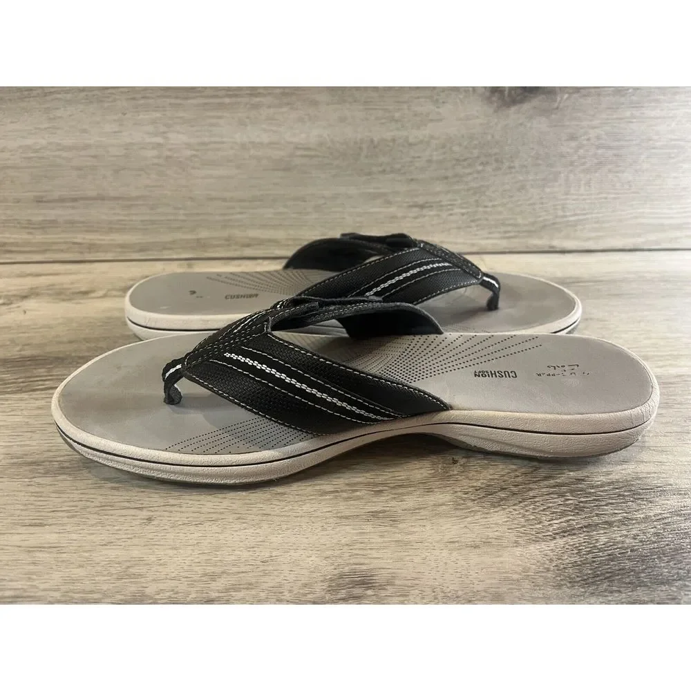 Women's Clarks Cloudsteppers‎ Brinkley Jazz Flip Flops Black White Size 9